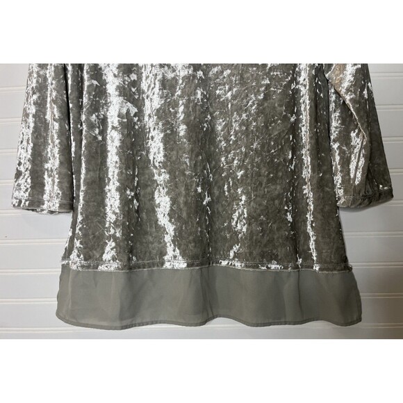 Coldwater Creek Shine Velvet Gray Chiffon Bottom Tunic blouse top Medium - Picture 5 of 11